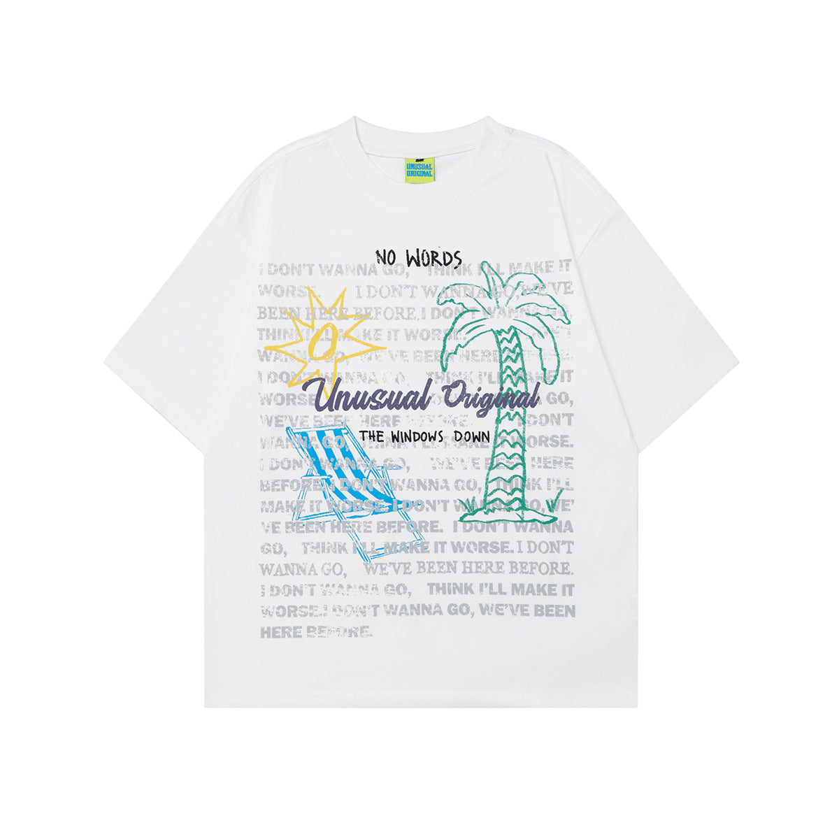 T1089 2025n Street 2025 Summer Hand-drawn Comic High Sense Design Men's Loose Crew Neck Short Sleeve T-Shirt