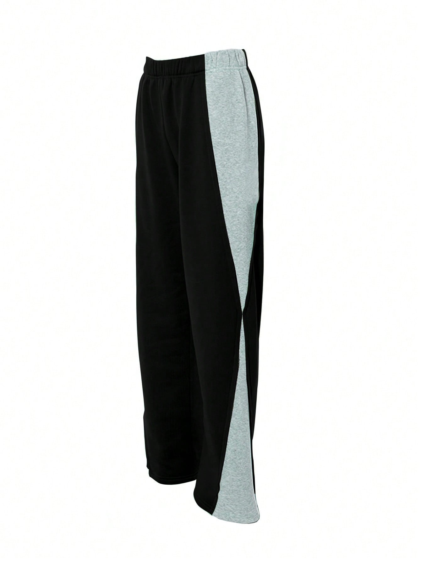 2025 spring, autumn and winter, New women's clothing new elastic waist color matching versatile straight wide-leg sweatpants women