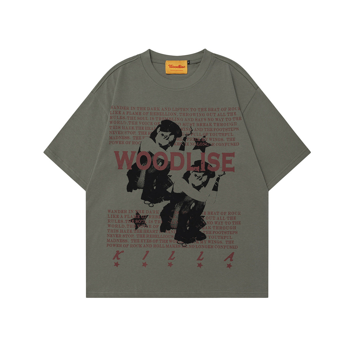 WT519 2025n Street 2025 Retro Girl Painting Design Men's Loose Premium Sense Neutral Short Sleeve T-Shirt
