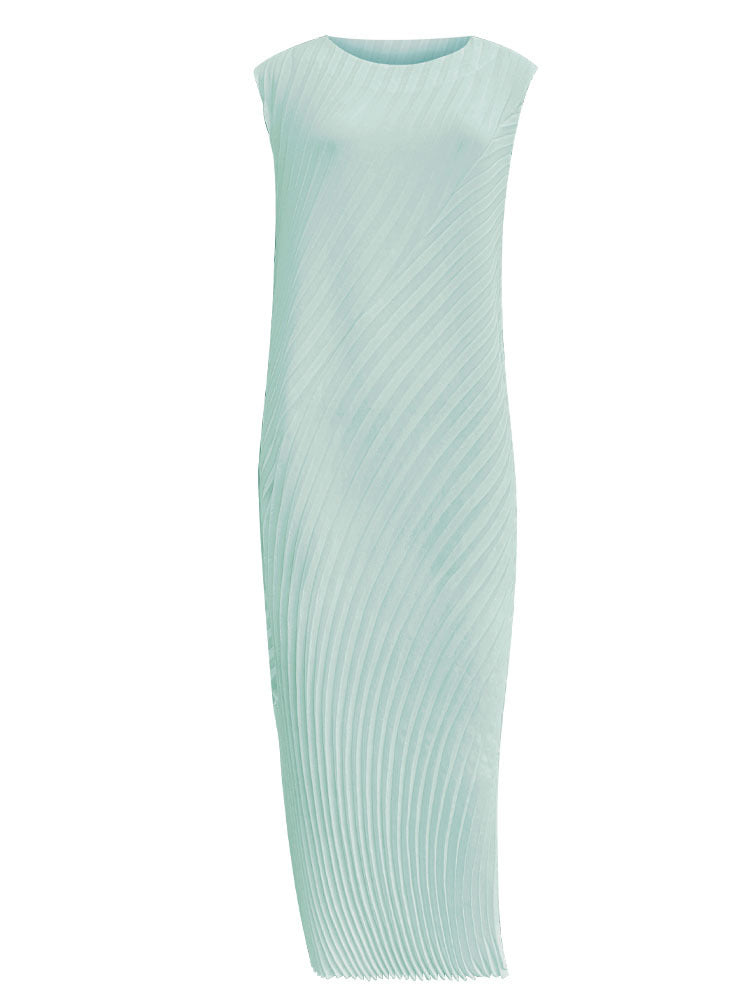 Irregular dress women's spring and summer new temperament slim fit sleeveless pleated dress