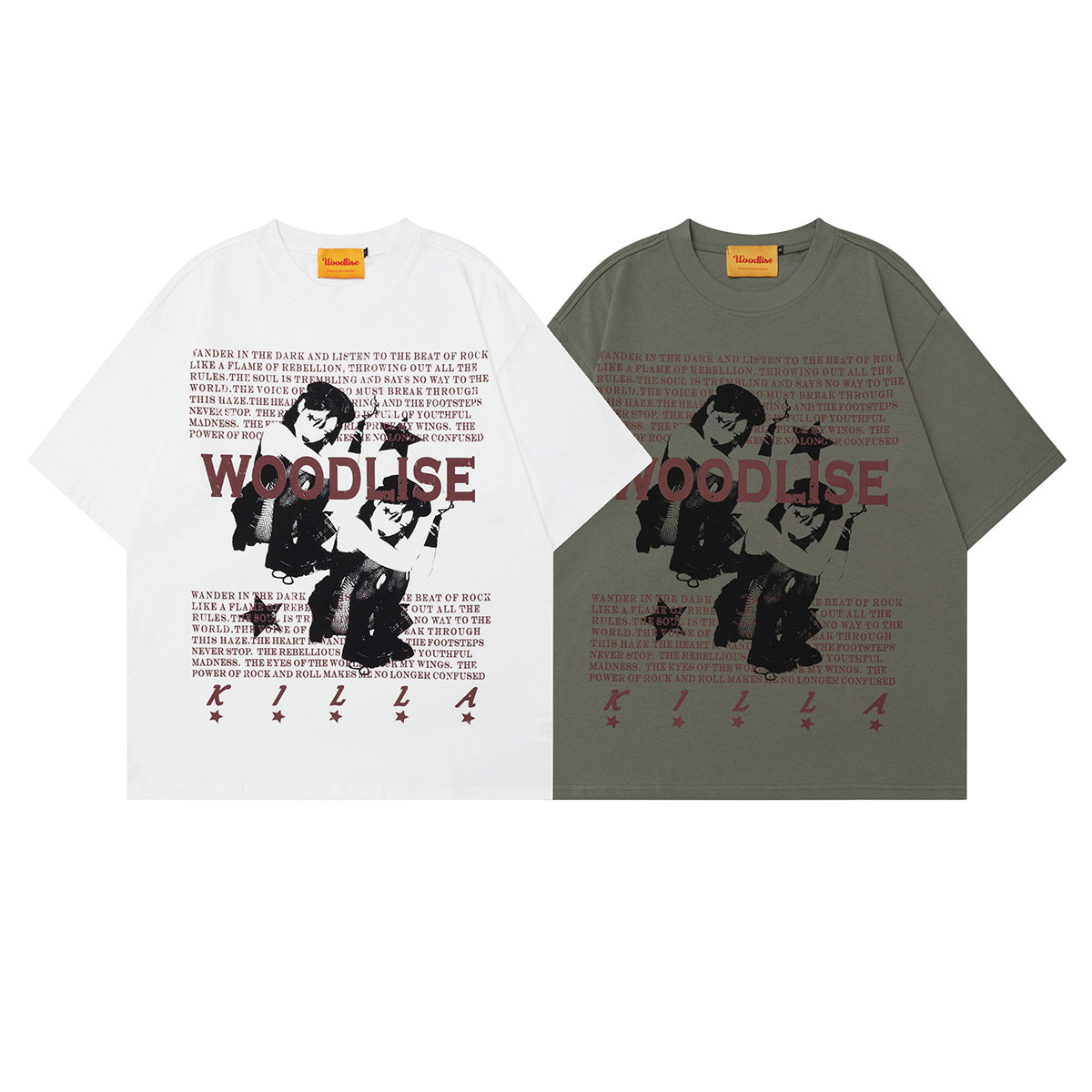 WT519 2025n Street 2025 Retro Girl Painting Design Men's Loose Premium Sense Neutral Short Sleeve T-Shirt