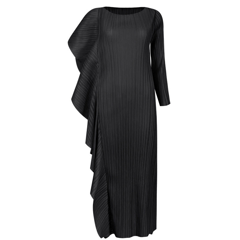 spring women's new temperament high-end niche dress women's design asymmetrical solid color splicing skirt