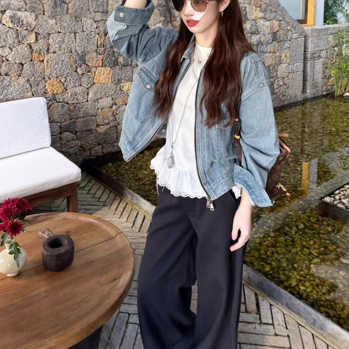 Early spring and autumn small short denim jacket women's 2025 new fashion Hong Kong style small fragrant style jacket top
