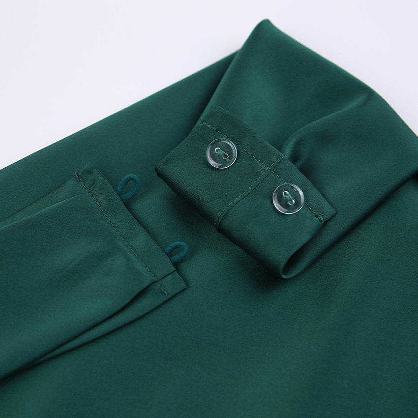2025 summer neck skirt satin sexy slim sleeveless temperament fashion hip dress women's clothing