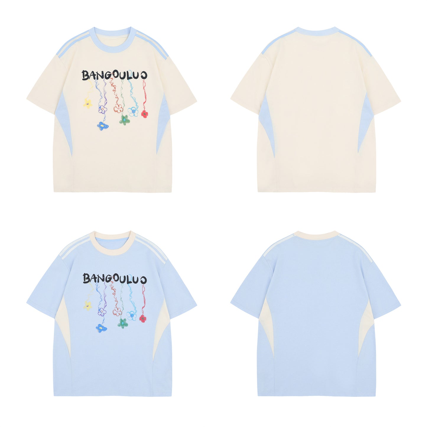 10281 2025n street 2025 summer men and women splicing high-end logo design men's loose short-sleeved T-shirt