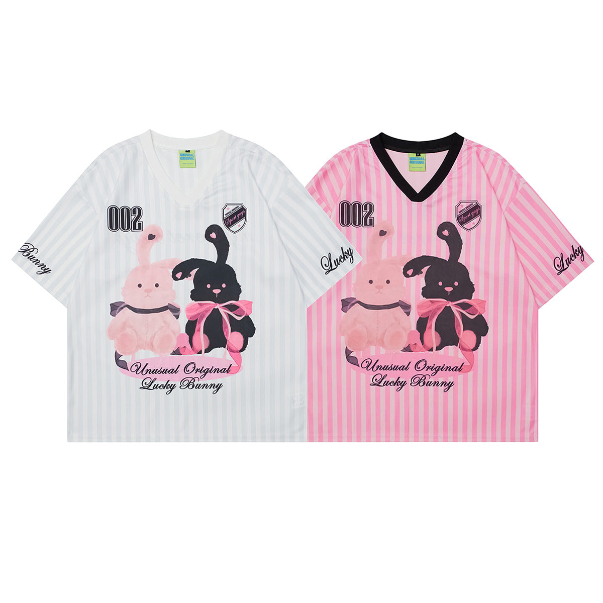 T1077 2025n street tide 2025 summer couple jersey elements cartoon striped design men's loose short-sleeved T-shirt