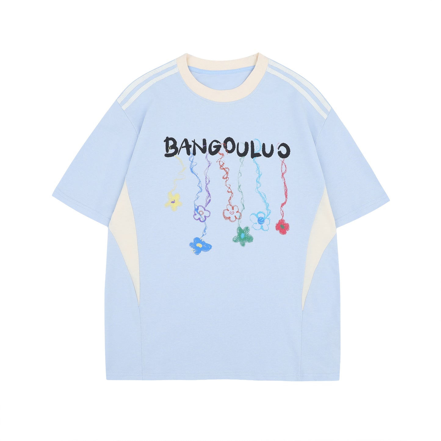 10281 2025n street 2025 summer men and women splicing high-end logo design men's loose short-sleeved T-shirt