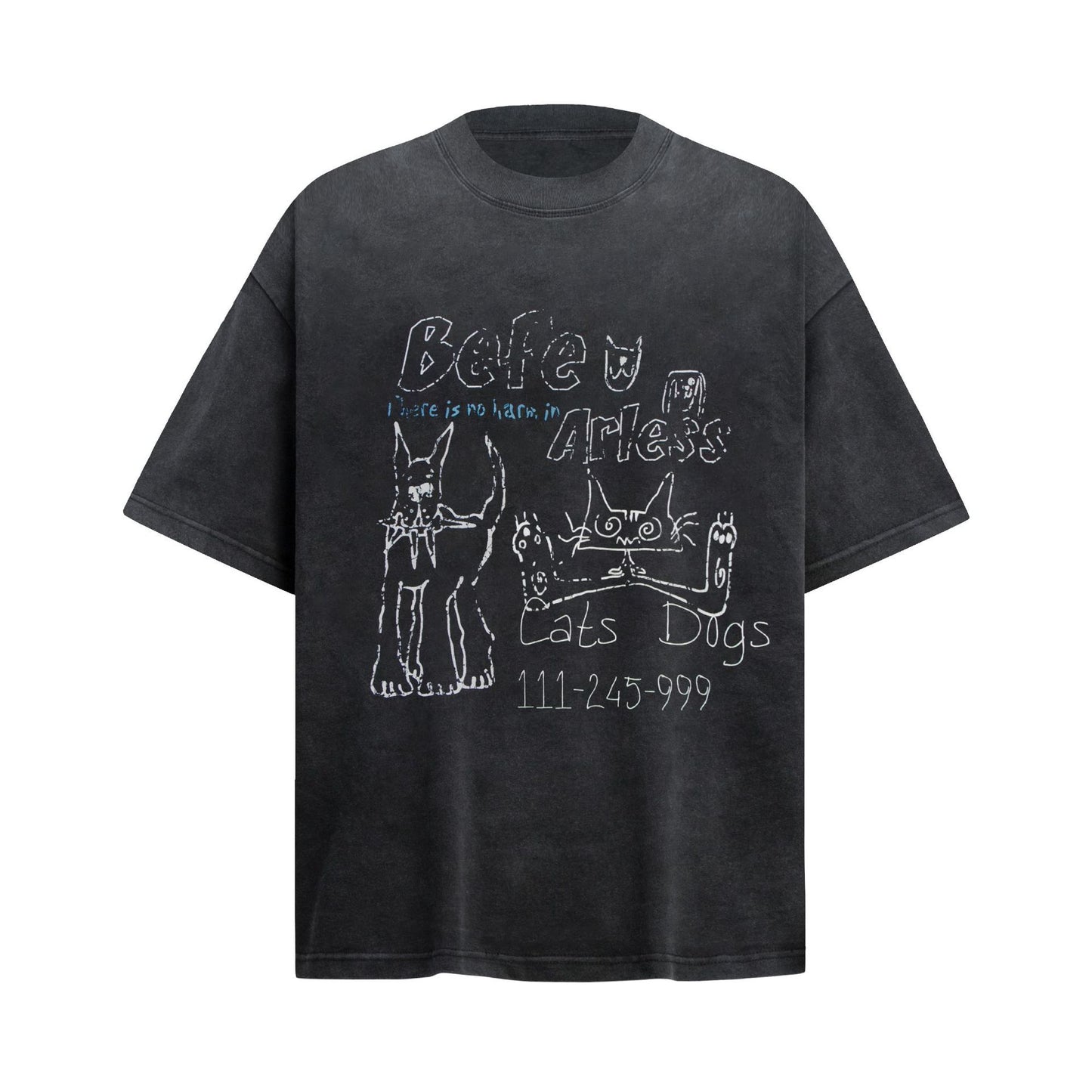 6128 2025n street 2025 retro old painting design men's loose high-end neutral short-sleeved T-shirt