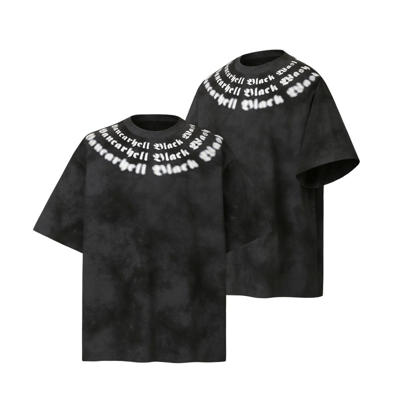 8532 2025n Street 2025 Summer Tie-Dye Letter Design Men's Loose Premium Heavy Short Sleeve T-Shirt