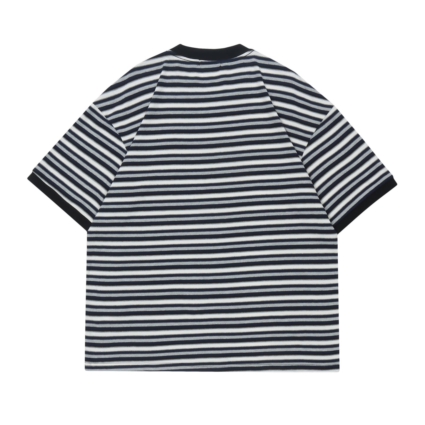ST267 2025n Street 2025 Summer Striped Badge Design Men's Loose Premium Sense Neutral Short Sleeve T-Shirt