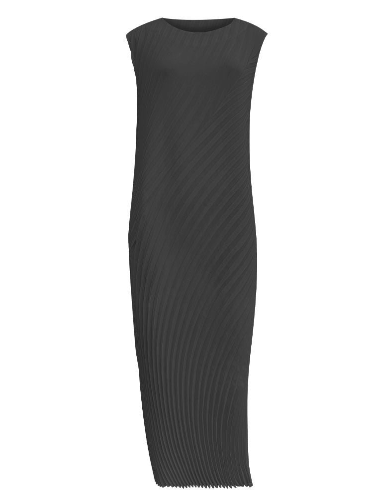 Irregular dress women's spring and summer new temperament slim fit sleeveless pleated dress
