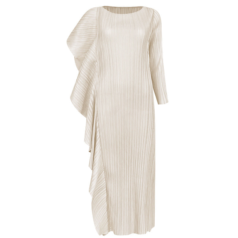 spring women's new temperament high-end niche dress women's design asymmetrical solid color splicing skirt