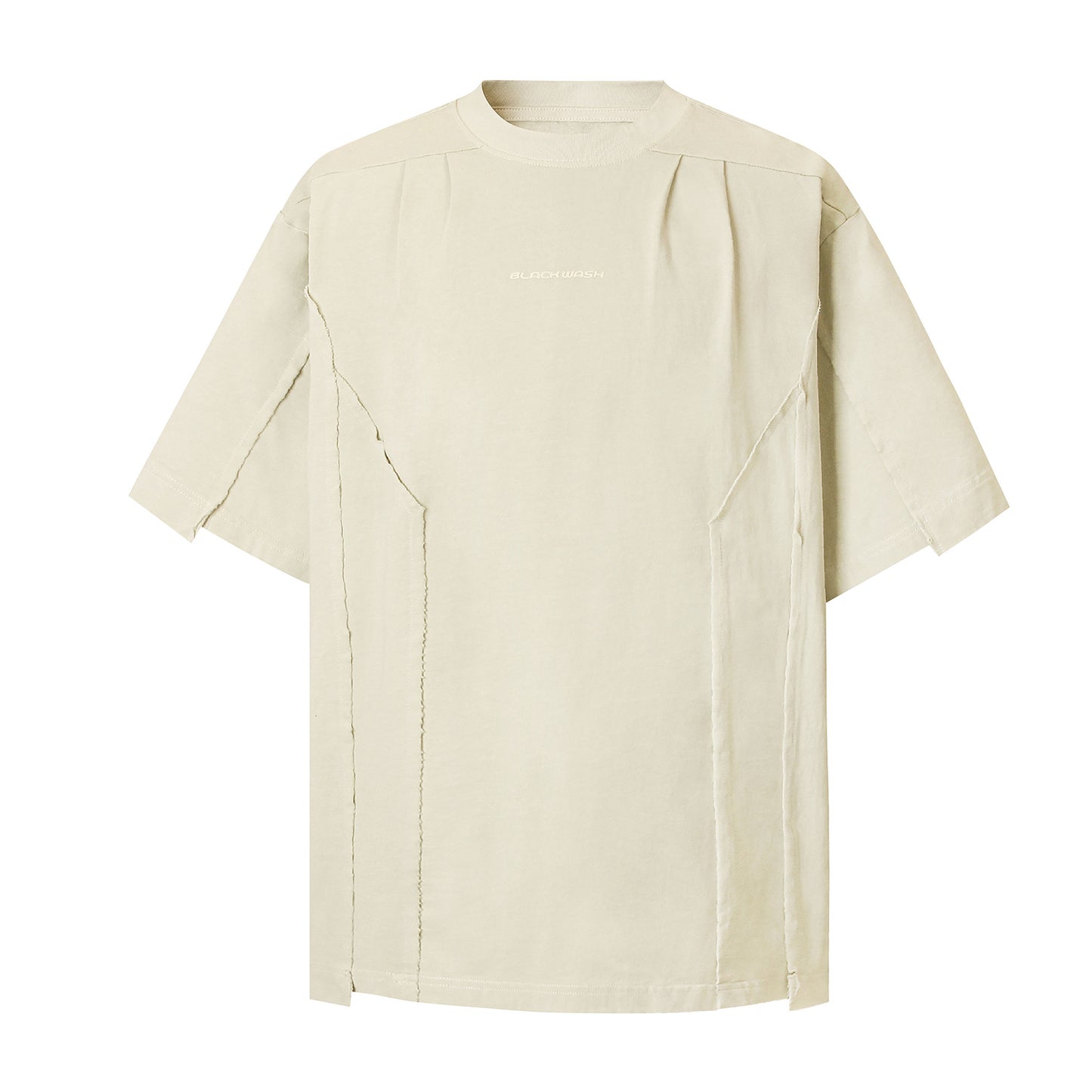 9510 2025n Street 2025 Summer Deconstruction Irregular Design Men's Washed Premium Sense Neutral Short Sleeve T-Shirt