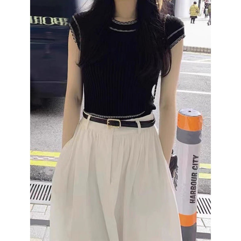 Summer wear with a complete set of thin tea wear and salt light and familiar Internet celebrities fried street age reduction two-piece suit skirt children