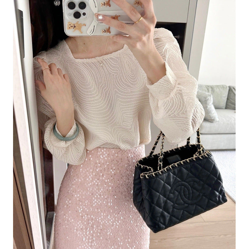 Age reduction beautiful Popular style suit skirt heavy industry embroidery beads spring dress women's 2025 new skirt two-piece set