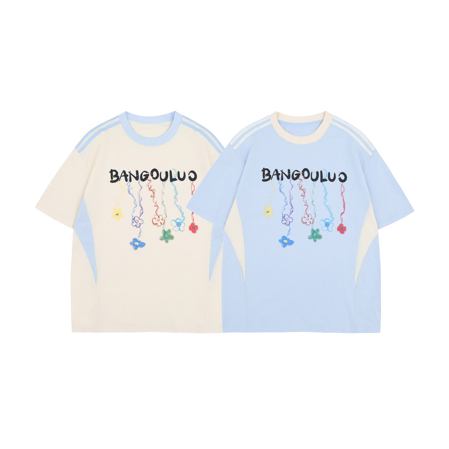 10281 2025n street 2025 summer men and women splicing high-end logo design men's loose short-sleeved T-shirt