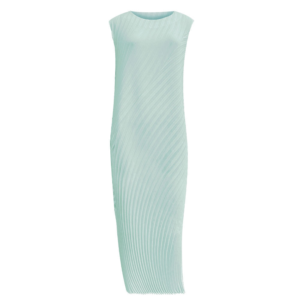 Irregular dress women's spring and summer new temperament slim fit sleeveless pleated dress