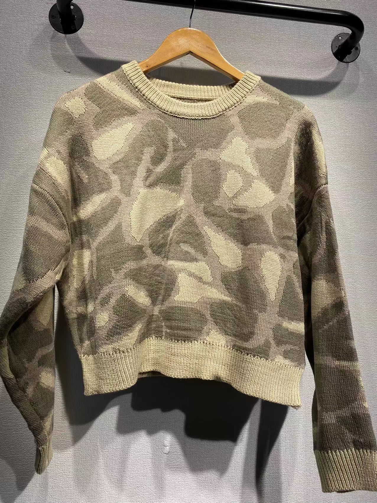 2025 SAVI same women's clothing new irregular texture retro round neck lazy wind knitted sweater large size