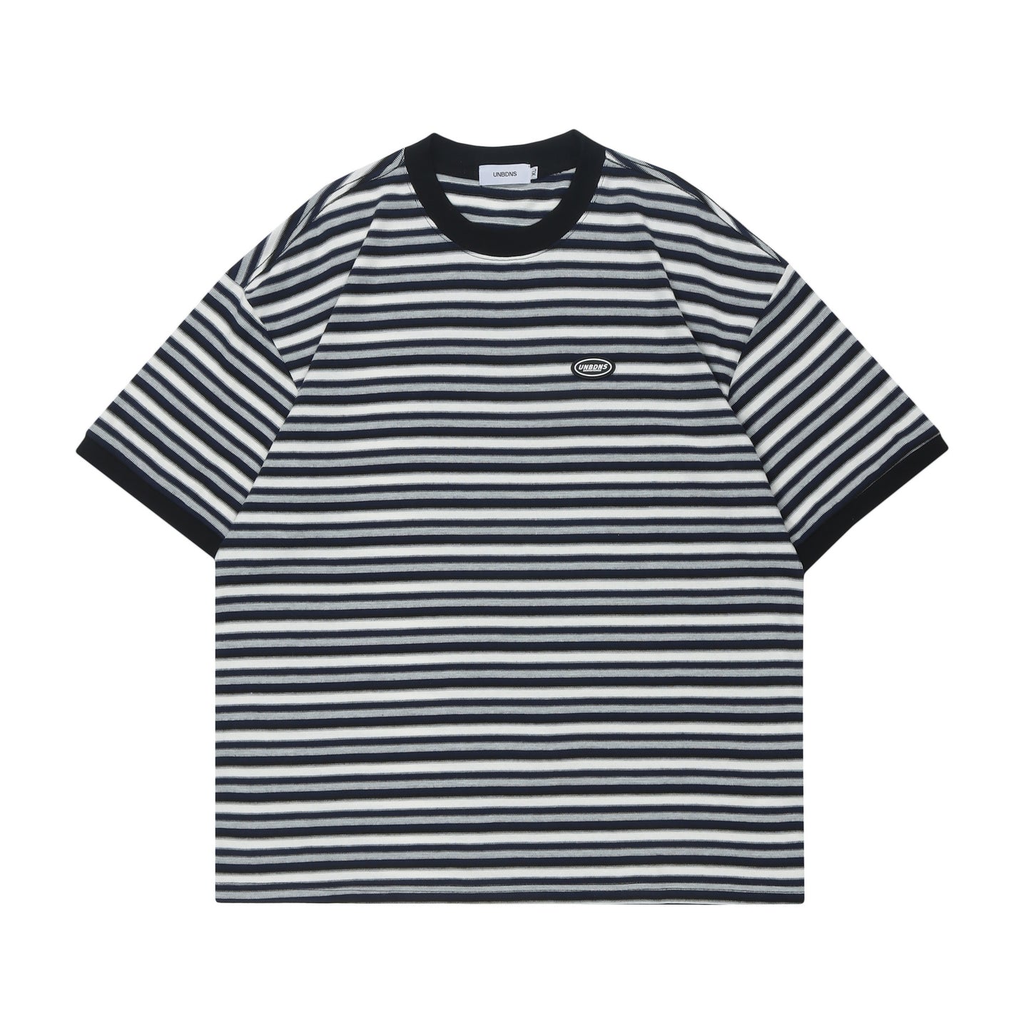ST267 2025n Street 2025 Summer Striped Badge Design Men's Loose Premium Sense Neutral Short Sleeve T-Shirt