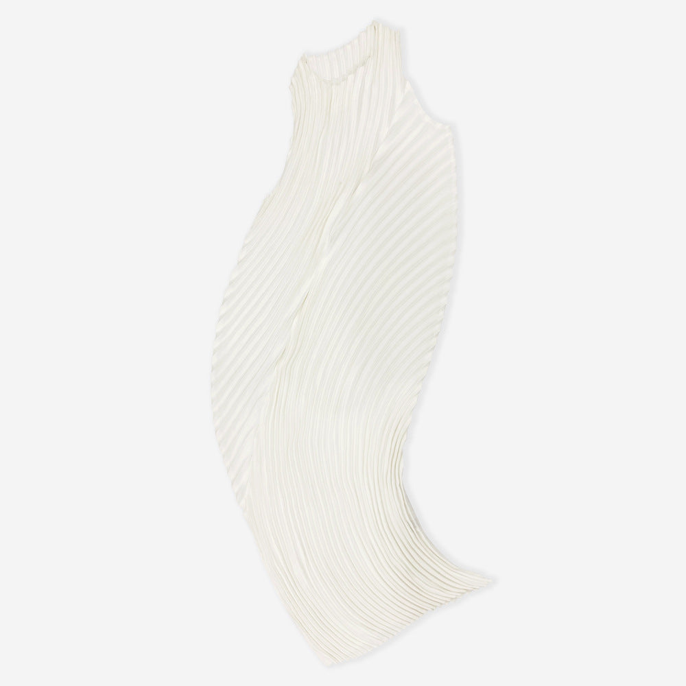Irregular dress women's spring and summer new temperament slim fit sleeveless pleated dress