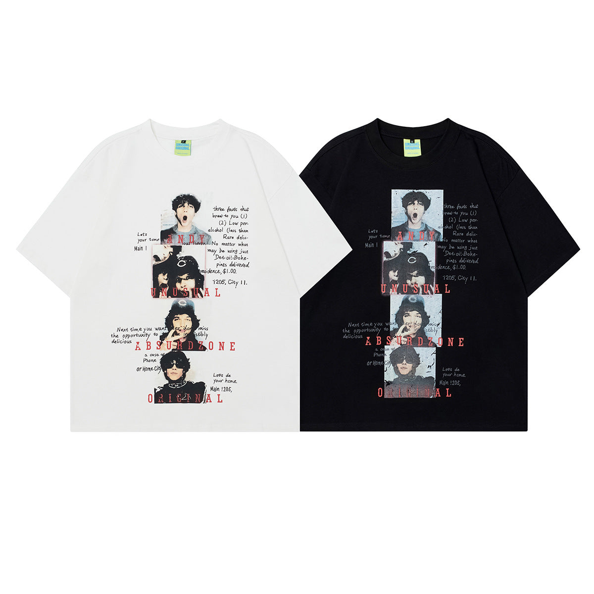 T1038 2025n Street Tide 2025 Summer Couple High Sense Spoof Character Design Men's Loose Short Sleeve T-Shirt