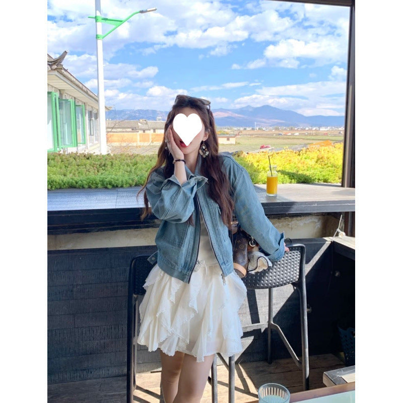 Early spring and autumn small short denim jacket women's 2025 new fashion Hong Kong style small fragrant style jacket top