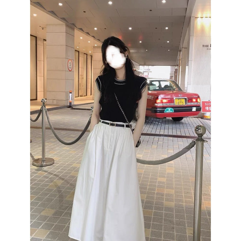 Summer wear with a complete set of thin tea wear and salt light and familiar Internet celebrities fried street age reduction two-piece suit skirt children