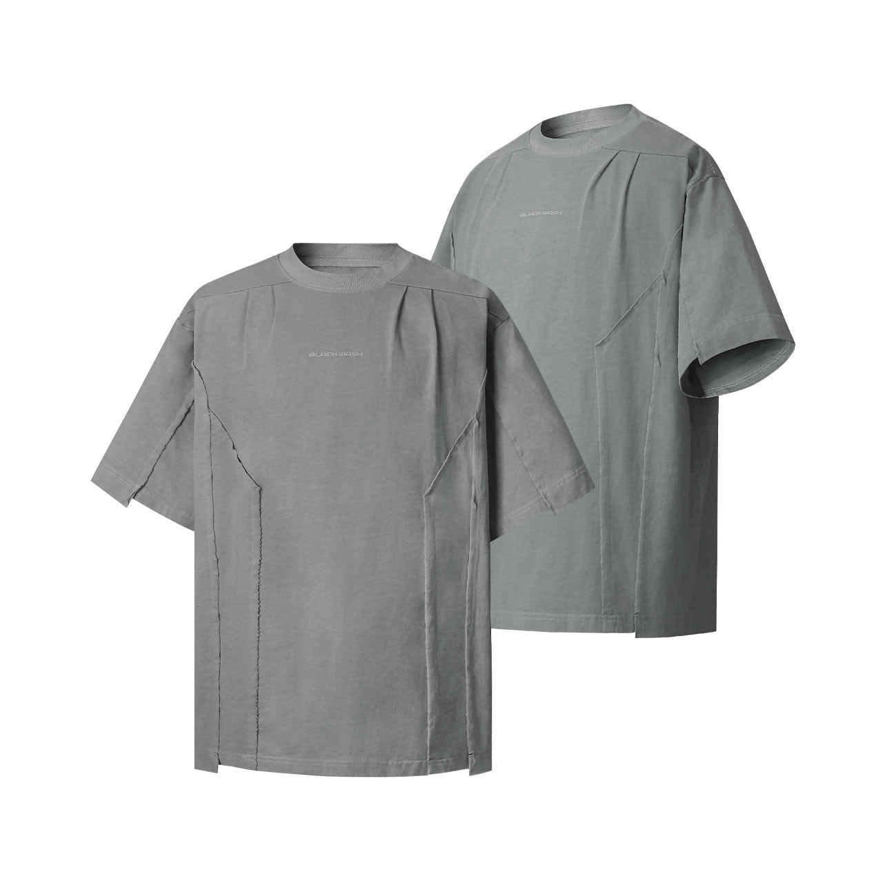 9510 2025n Street 2025 Summer Deconstruction Irregular Design Men's Washed Premium Sense Neutral Short Sleeve T-Shirt