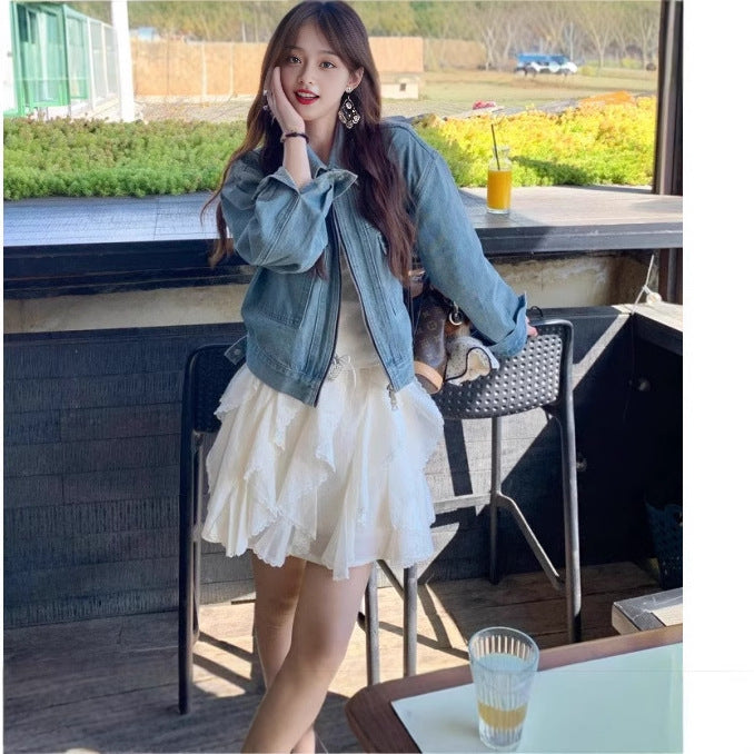 Early spring and autumn small short denim jacket women's 2025 new fashion Hong Kong style small fragrant style jacket top