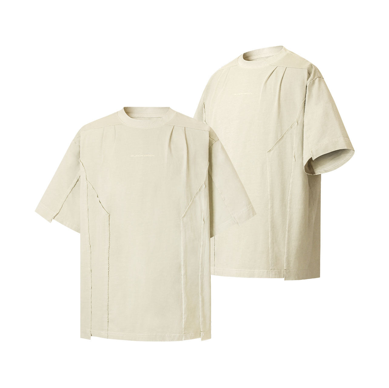 9510 2025n Street 2025 Summer Deconstruction Irregular Design Men's Washed Premium Sense Neutral Short Sleeve T-Shirt