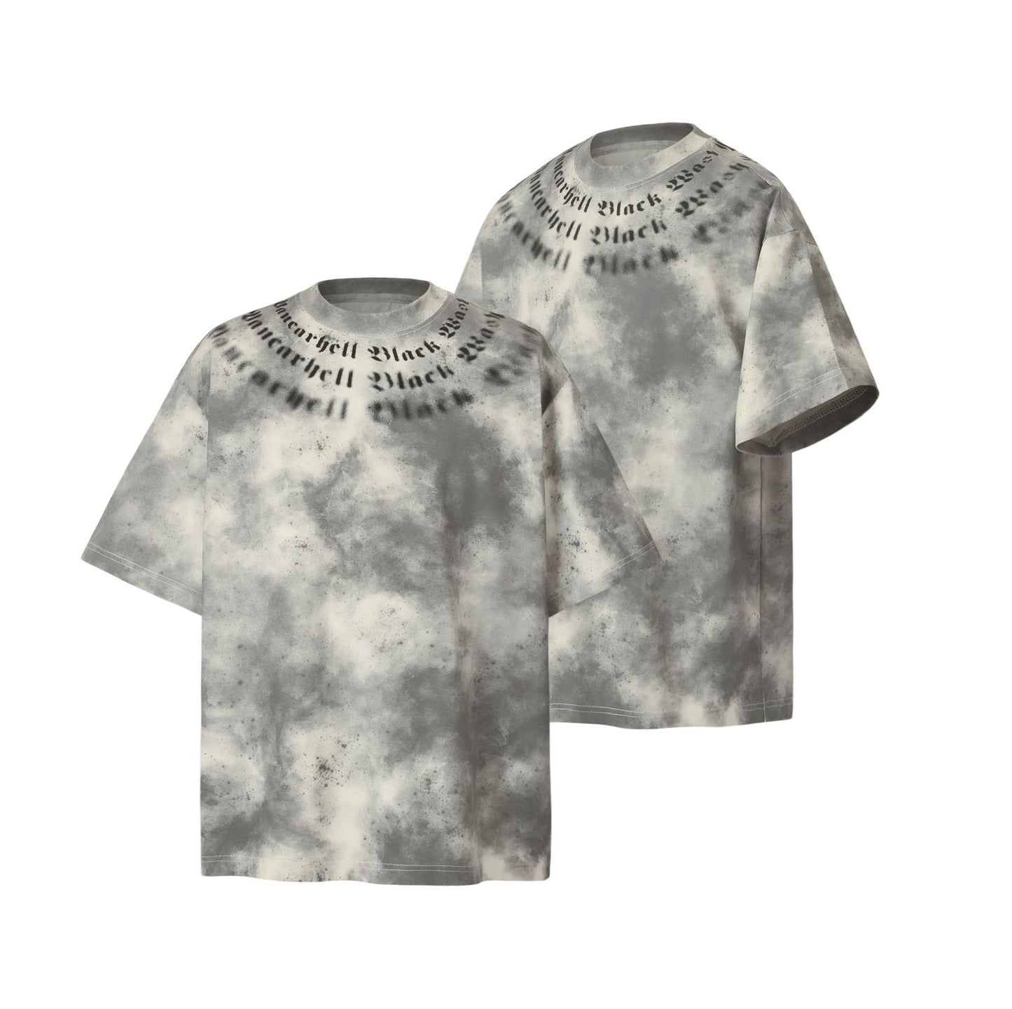 8532 2025n Street 2025 Summer Tie-Dye Letter Design Men's Loose Premium Heavy Short Sleeve T-Shirt