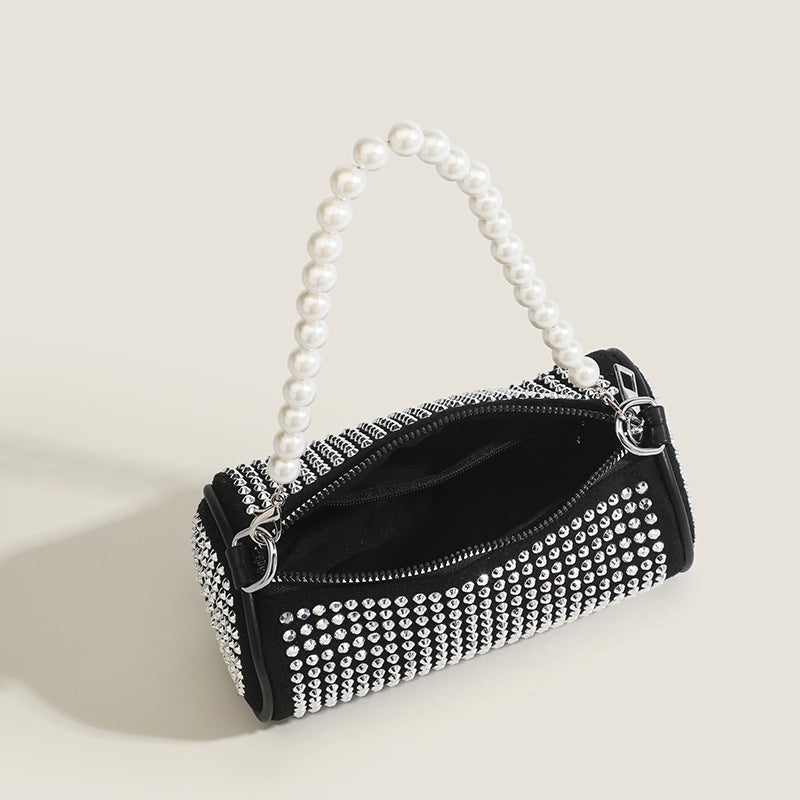 2025 Korean version of the new women's bag niche design shoulder chain bag, women's oblique span pearl willow nail bag