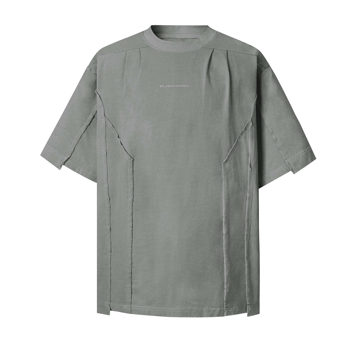 9510 2025n Street 2025 Summer Deconstruction Irregular Design Men's Washed Premium Sense Neutral Short Sleeve T-Shirt