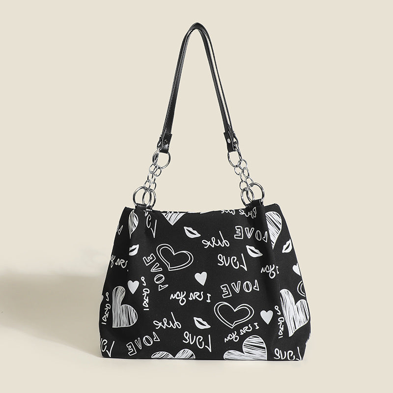 2025 Fashion women's bag printed bag bucket underarm chain bag, Korean version portable women's bag New new casual tote bag