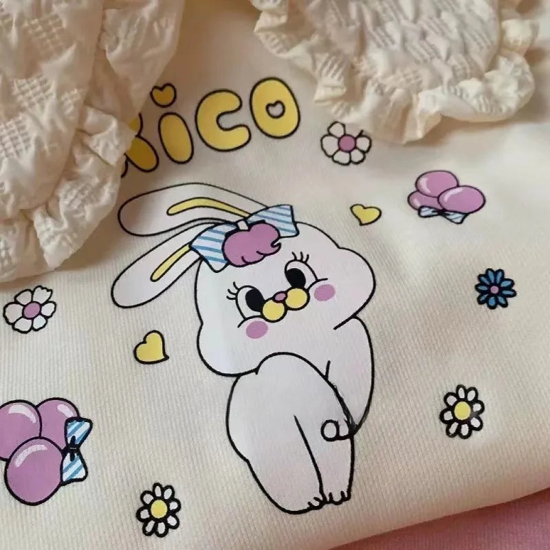 nvxiot - Kids Girls Clothes Sets Autumn Spring Cartoon Rabbits Girl Pullover Tops+Pants 2Pcs Fashion Children Sweatshirt Tracksuit 1-6Yrs