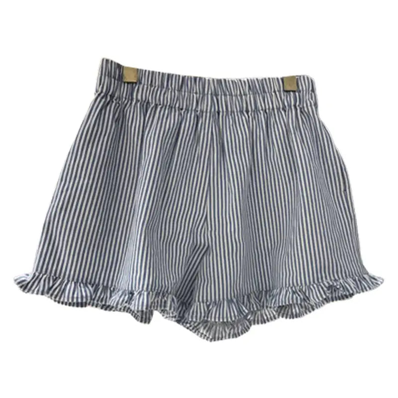 MQTIME - Summer Elastic Waist Color Block Striped Shorts Women's Casual Loose High Street Personality Simple Shorts Female Clothes