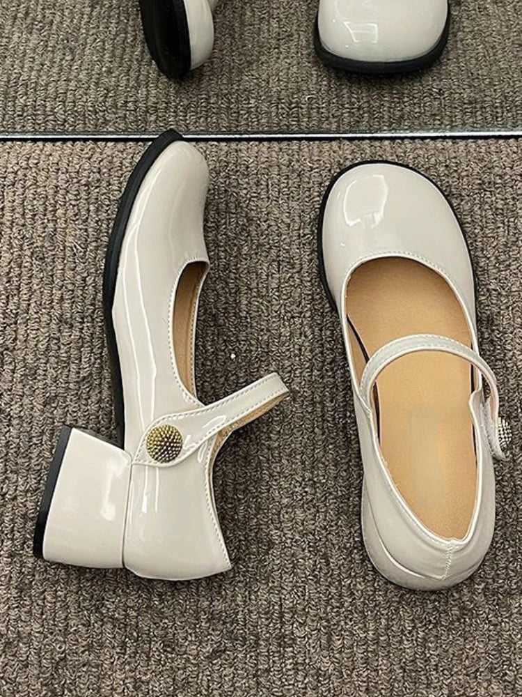MQTIME - Round Toe Medium Heel Sandals Office Lady Summer Non-slip Casual Comfort Shoes Woman Hollow Pure Color Fashion Shoes Chic