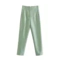 nvxiot - 2024 New Chic Fashion Woman Pants Office Wear Pants for Women Vintage High Waist Zipper Fly Female Ankle Trousers Mujer Gothic