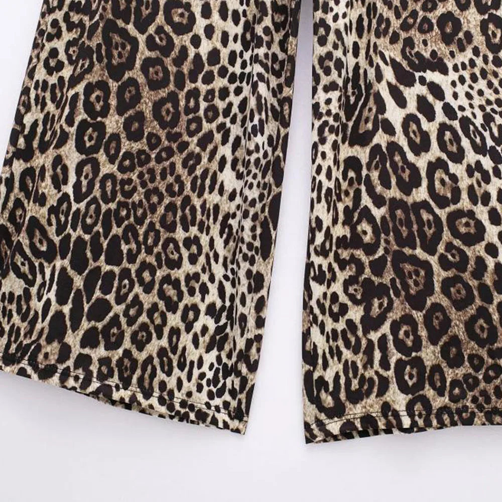 MQTIME - Summer Casual Animal Print Jumpsuits Womens Leopard Print Wide Leg Pant 2024 Sexy Sleeveless Slim Spaghetti Strap Jumpsuits