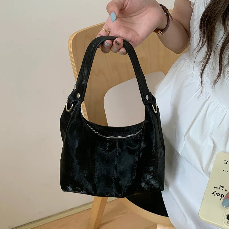 nvxiot - Elegant Pink Shoulder Bag for Women Luxury Designer Soft Fashion Handbag Exquisite Literary Solid Color Female Armpit Bag