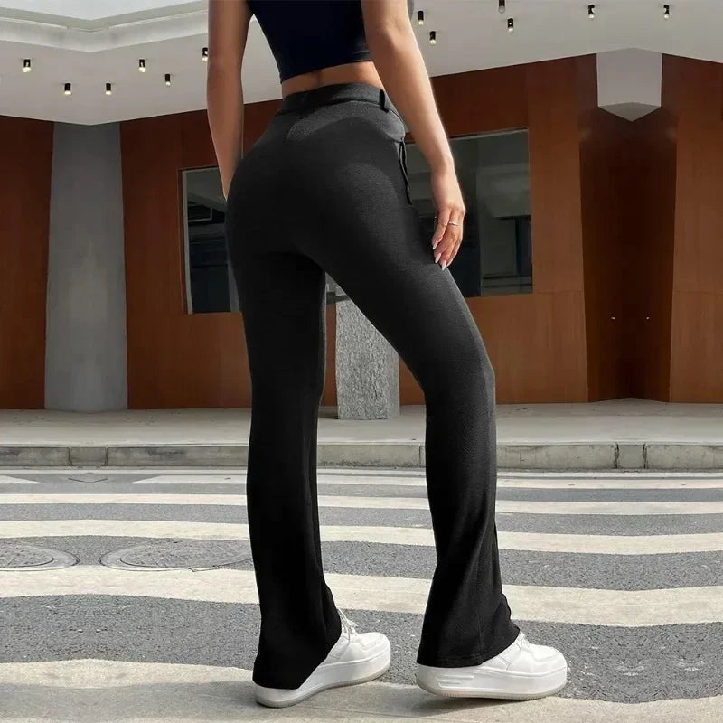 nvxiot - 2024 New Women's Gothic Wear Instagram Street Pocket Slim Fit Solid Color Elastic Micro Flap Pants Casual Y2k Women Pants YSQ23