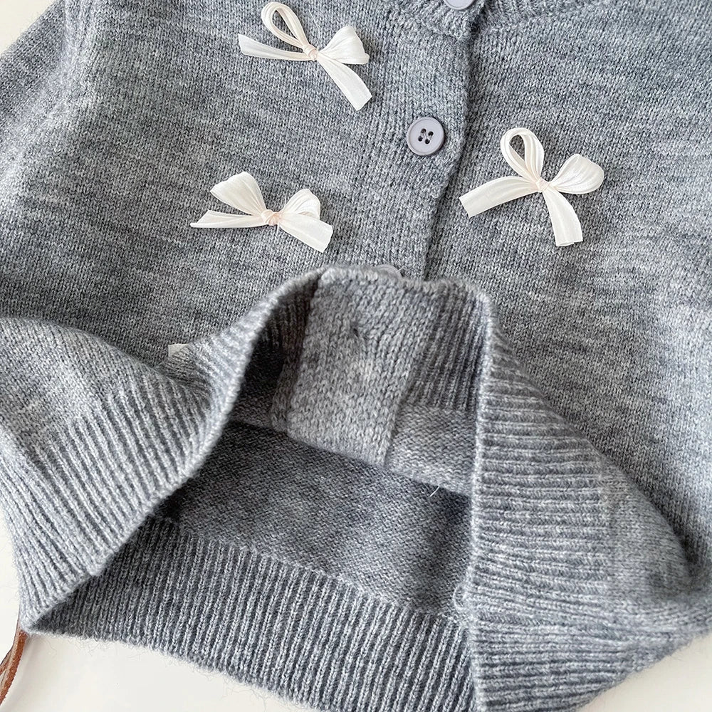 MQTIME - 2-7Y Girls' Sweater Set 2024 New Autumn Children's Knitted Cardigan Coat Tulle Skirts 2 Pcs Kid's Outfit