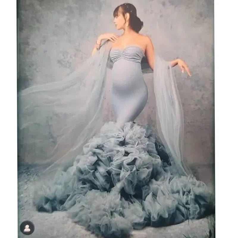 nvxiot - Mermaid Maternity Robes for Photo Shoot Off Shoulder Sweetheart Foto Gowns Sexy Spandex Baby Shower Dresses