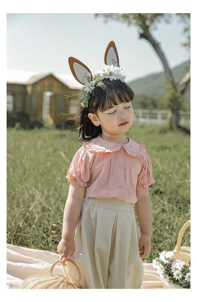 Summer Baby Girls Princess Dress Children Clothes Cotton Short Sleeve Blouse Top+Pants Suits Kids Party pastoral Floral skirt