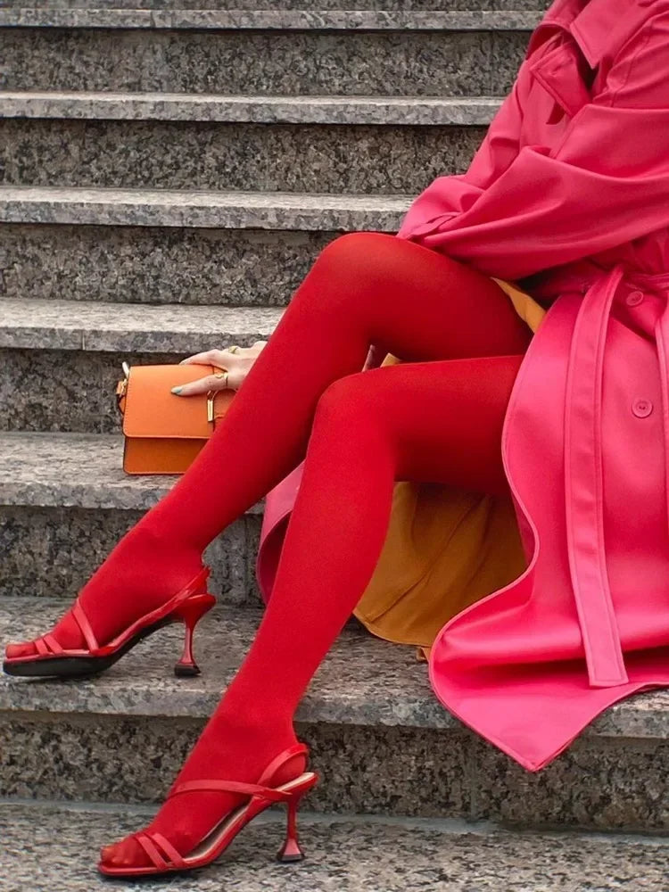 nvxiot - Fall Outfits 2024 New Tights Women Stockings Slim See-Through Lingerie Lace Leggings Winter Women's Pantyhose Red Bodys Sexy Mujer Bottom