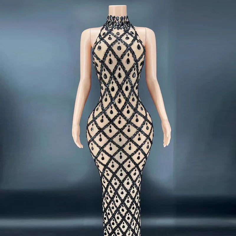 MQTIME - Embellished Maternity dress for pregnancy photoshoot Sexy sparkling Rhinestone Ladies evening sleeveless Dresses