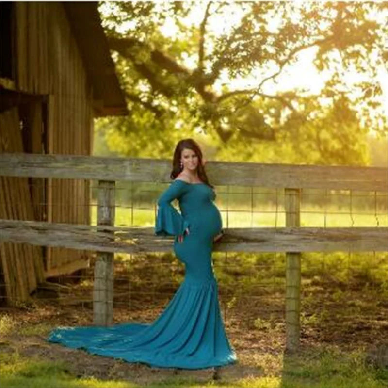 nvxiot - Stylish Maternity Dress Clothes Baby Shower Photoshoot Party Pregnant trailed Dress For Women