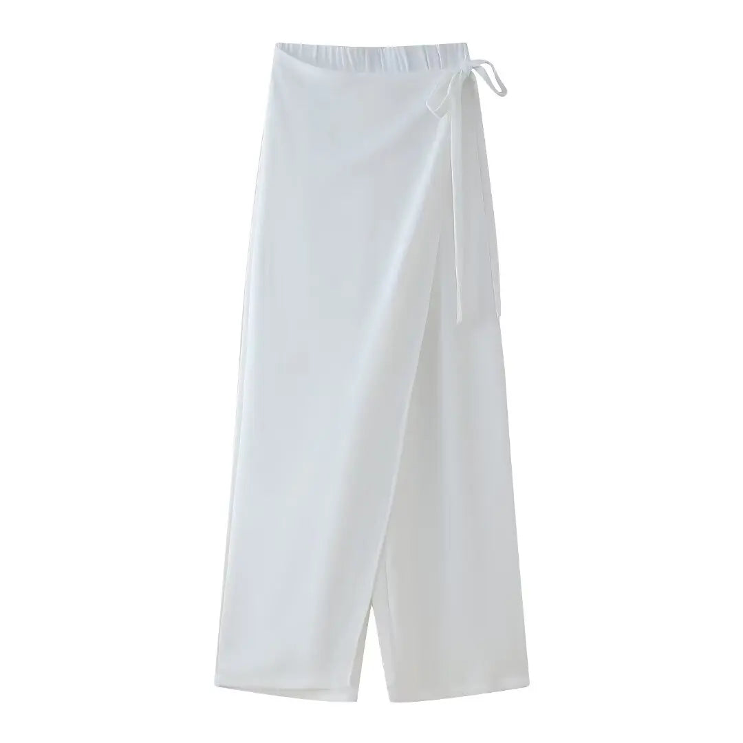 MQTIME - Summer Women's New Suits Solid V-Neck Sleeveless Off Shoulder Top+Side Bow Lace-Up Decoration Elastic Waist Pant Mujer