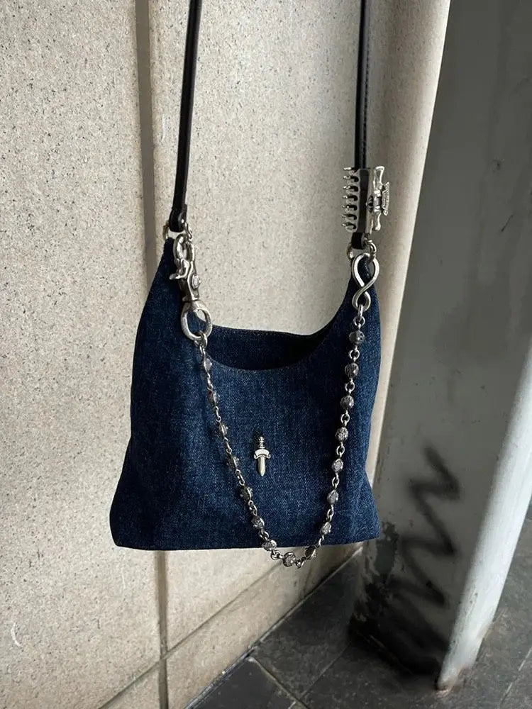 nvxiot - Vintage Y2k Handbags Women High Street Harajuku Casual Denim Shoulder Bag Female Harajuku Casual Crossbody Bag 2023 New