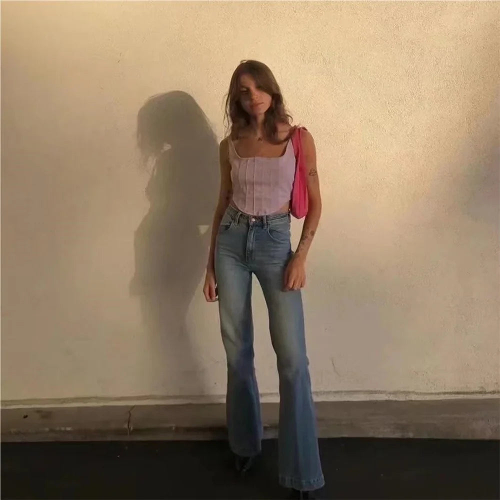 nvxiot Vintage clothes high waist skinny jeans woman korean streetwear women jeans blue flare jeans black pants denim y2k streetwear